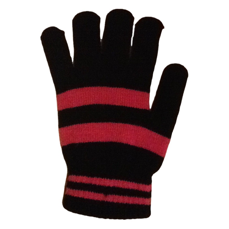 Promoción de descuento de fibra acrílica para adultos de dos colores rosa roja a rayas guantes de punto mágicos guantes de punto cálidos fábrica al por mayor