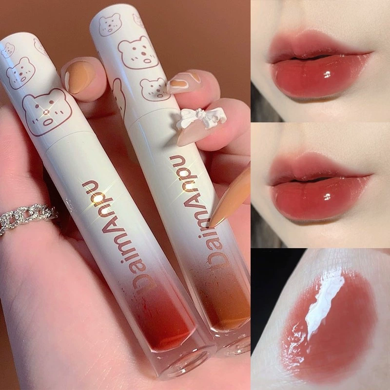 Блеск для губ Glossy Lip Gloss (Daimanpu) — зеркальный эффект, интенсивное увлажнение, дизайн медведя, 25 г
