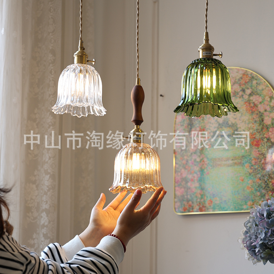 北欧复古黄铜玻璃吊灯民宿吧台餐厅灯创意个性咖啡厅卧室床头吊灯