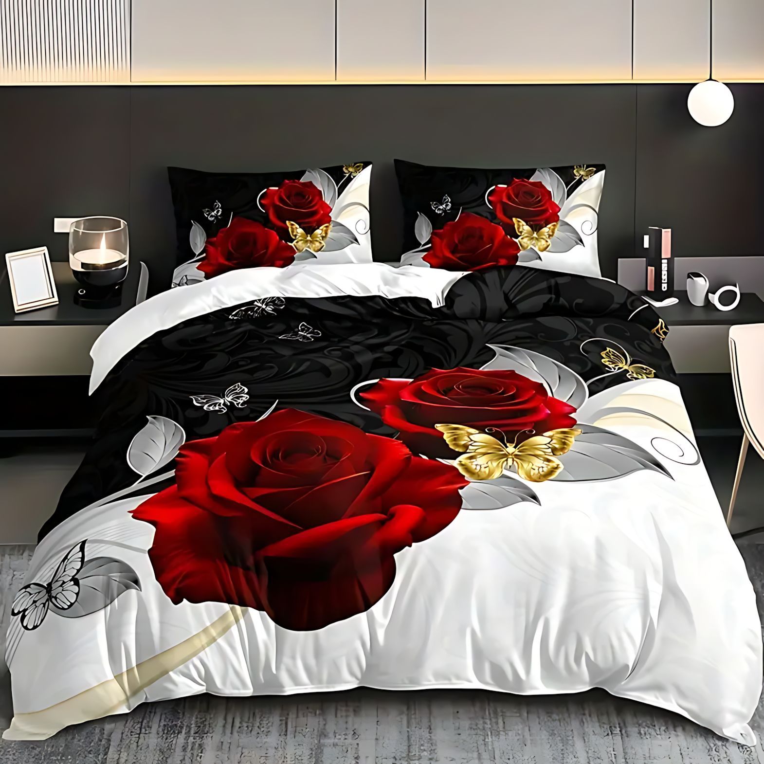 TEMU / JIT flores de mariposa impresión digital 3D edredón fuente de fabricante de ropa de cama