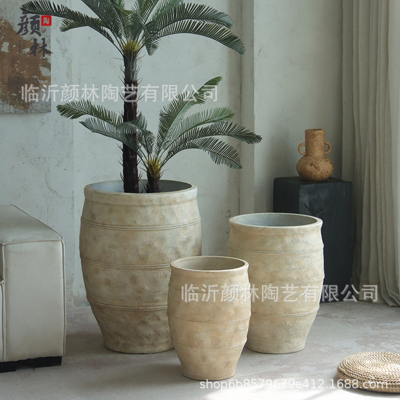 maceta de cemento de alto tipo de plantación de suelo decoración interior simple gran plantación de plantas verdes