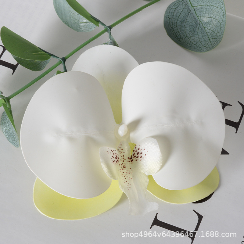 Película blanca Phalaenopsis flor cabeza pétalo simulación flor accesorios tocado horquilla diy flor decorativa de boda hecha a mano