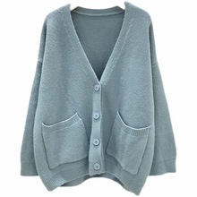 毛衣外套女外穿2023春秋新款韓版網紅寬松洋氣慵懶風純色針織開衫