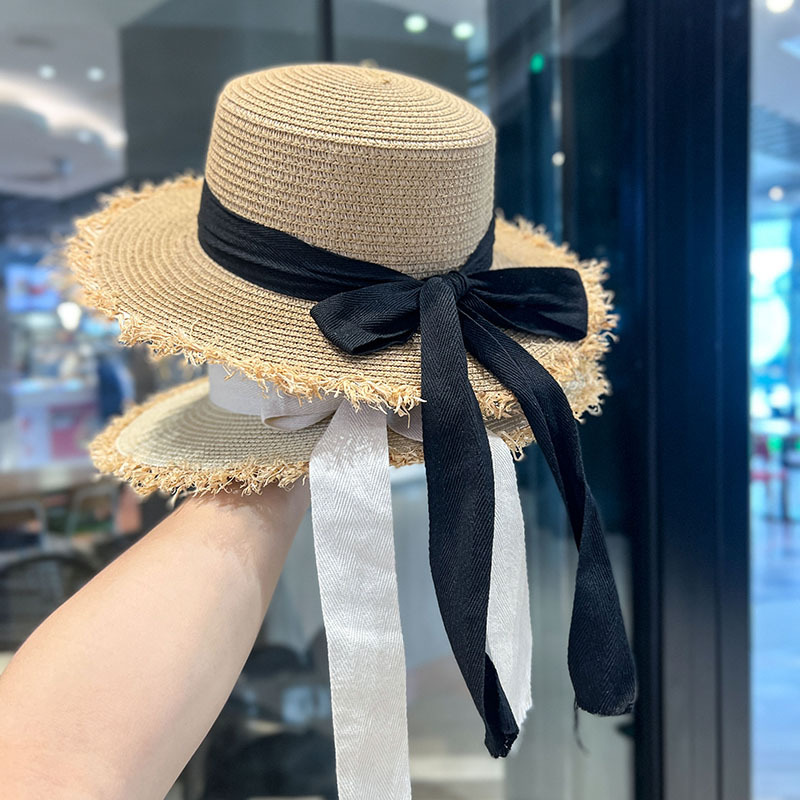 Cappello da sole in paglia raffia stile hepburn donna spiaggia_voghion.com