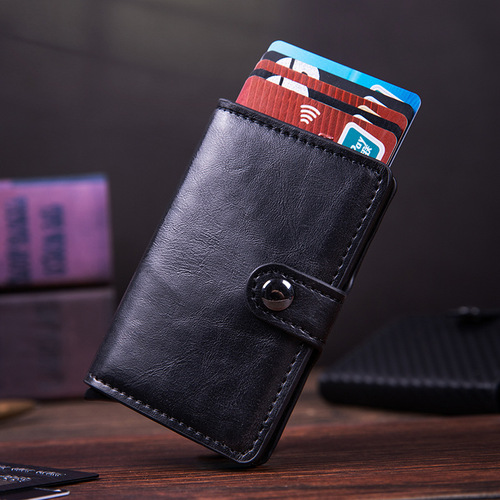 AliExpress card holder, Crazy Horse PU card holder, anti-theft credit card box, aluminum alloy card box, wholesale X-4