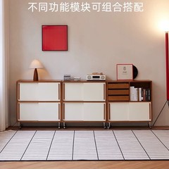 马赛模块组合柜复古实木书柜组合可移动储物柜客厅展示柜收纳边柜