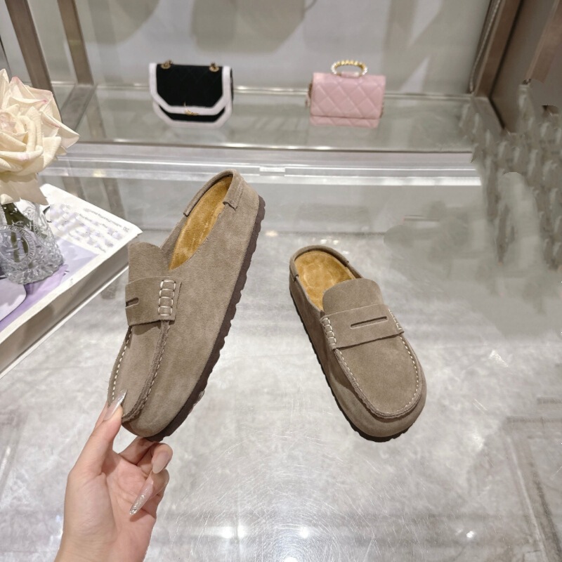 情侣款男款女款真皮女士套脚乐福鞋豆豆鞋一脚蹬懒人鞋潮凉鞋拖鞋|undefined