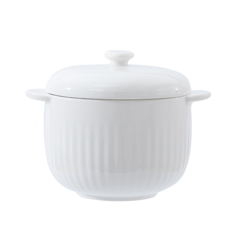 Porcelana personalizada, guisado de pelo suelto, guisado de pelo a prueba de agua con cubierta, guisado de pelo de pelo cerámico, cuenco de huevo al vapor, guisado de pelo