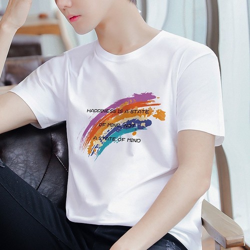 2024 Summer Streetwear Retro Hip-Hop Loose Drop Shoulder Men's Youth Short Sleeve T-Shirt Crewneck T-Shirt