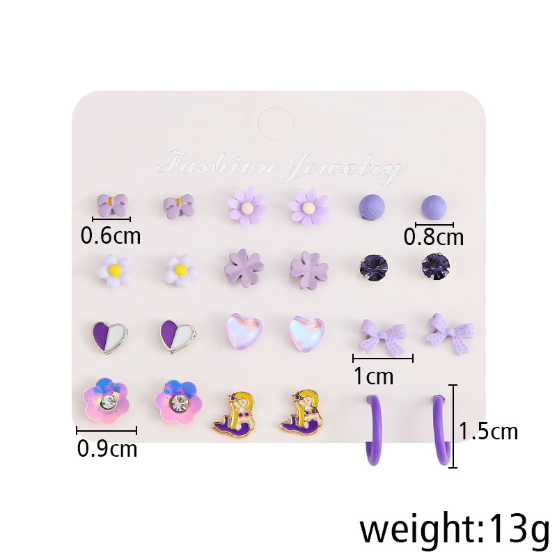 1 Set Fashion Star Heart Shape Bow Knot Alloy Glass Ear Studs display picture 5