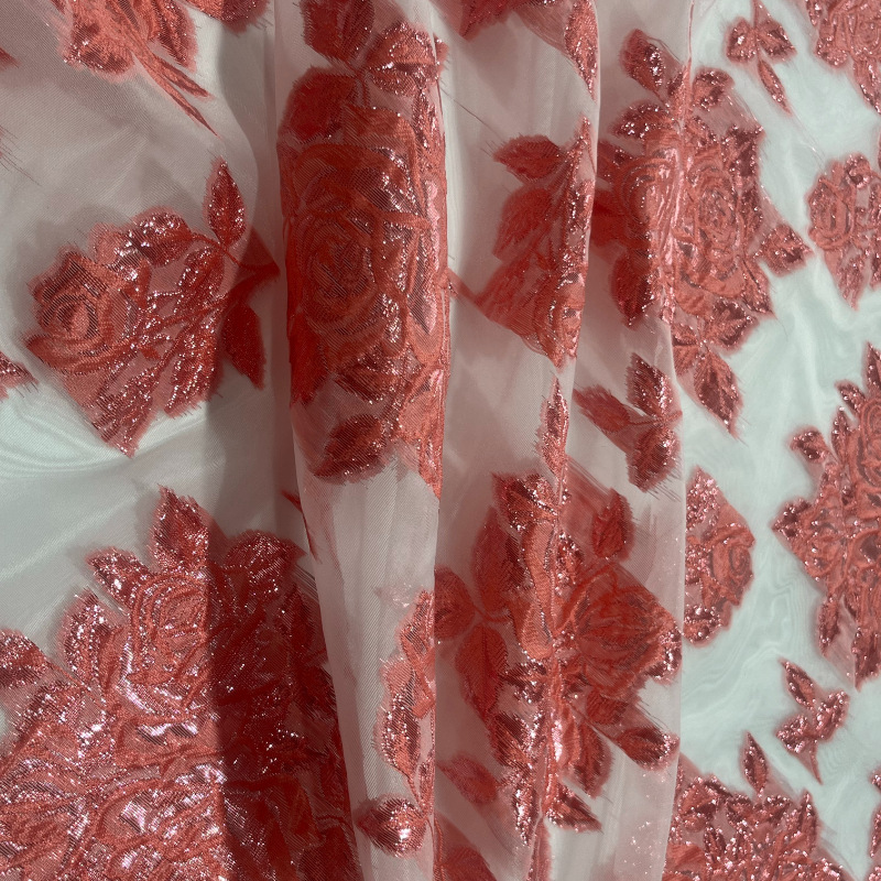 25 nuevo tejido de ergena poliéster completo después de la artesanía de ergena jacquard vestido de moda tela de mujer al por mayor