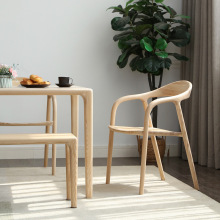 J^扶手实木餐椅北欧简约现代胡桃木白蜡木家用设计餐厅原