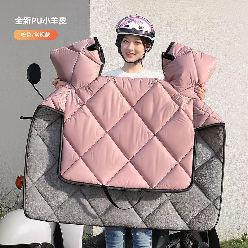 電気自動車の防風は冬にベルベットされてバッテリーバイクの防水防風カバー秋冬のPU羊の皮を厚くした|undefined
