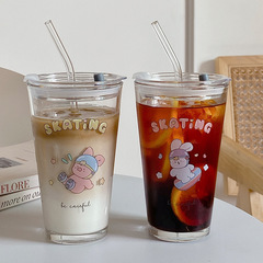 Bolimei high-looking ins style glass straw cup water cup exquisite glass coffee cup simple milk cup