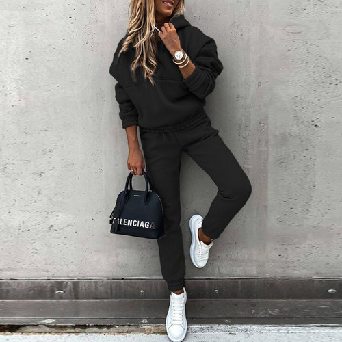 Autumn and winter new European and American fashionable long-sleeved sports casual sweater set two-piece set