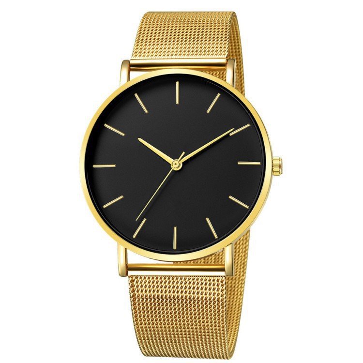 Enkel quartz klocka för män med mesh armband stilren design_voghion.com