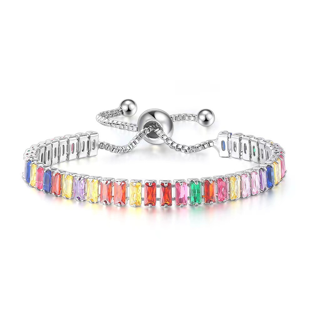 Copper Material Simple Style Square Copper Inlay Zircon Bracelets