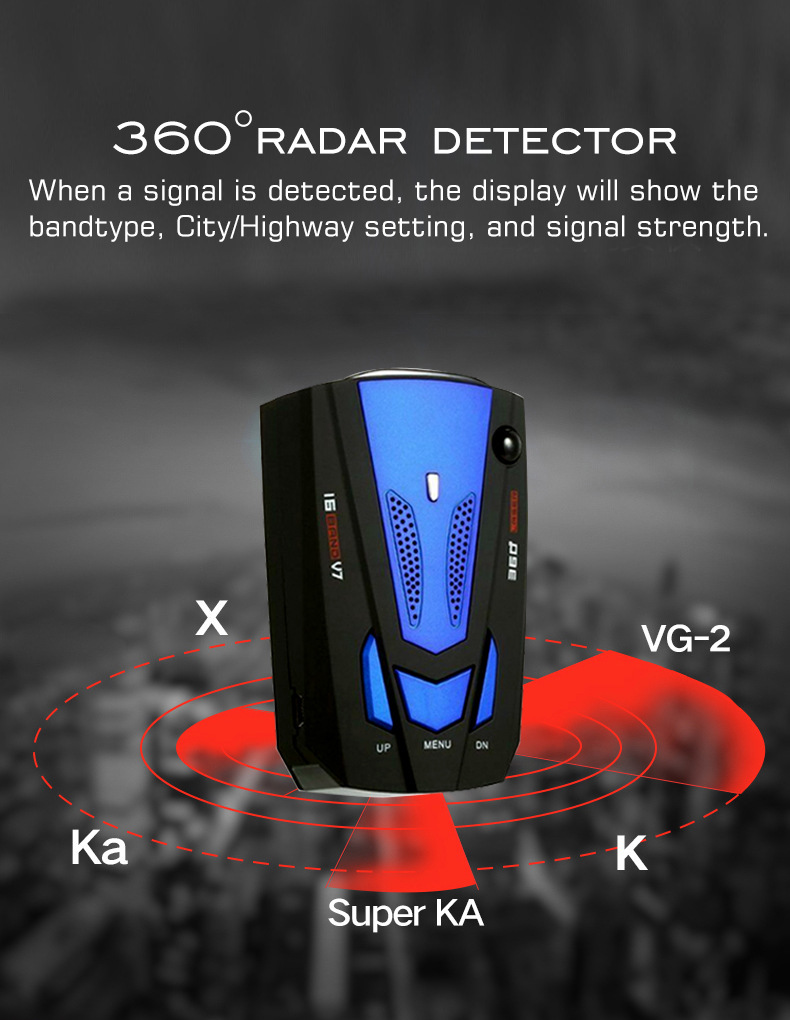 New cross-border V7 electronic dog mobile radar speed detector, car-mounted radar speed detector in Chinese, English, Russian, and Thai