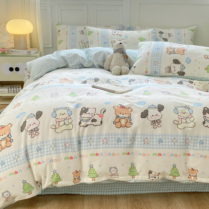 Cuatro piezas de algodón puro fresco de clase madre y niño grado ab cubierta de edredón 40 impresión doméstica de cuatro estaciones