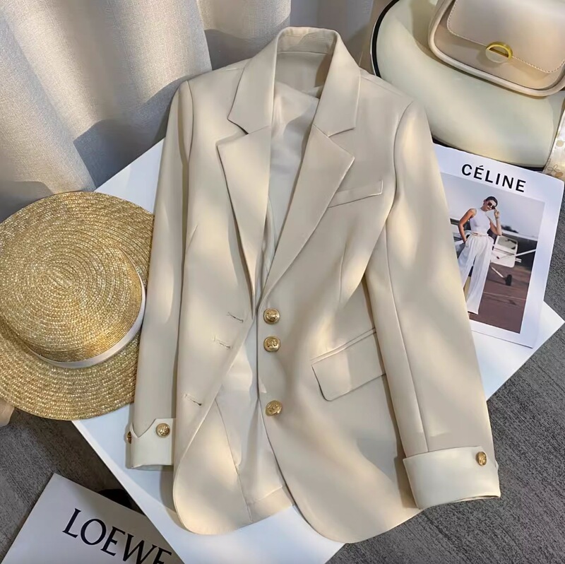 2026 Spring New High-End Design Beige Blazer for Women, Korean Style Fashionable Designer Commuting Casual Suit 2026 Spring New High-End Design Beige Blazer for Women, Korean Style Fashionable Designer Commuting Casual Suit