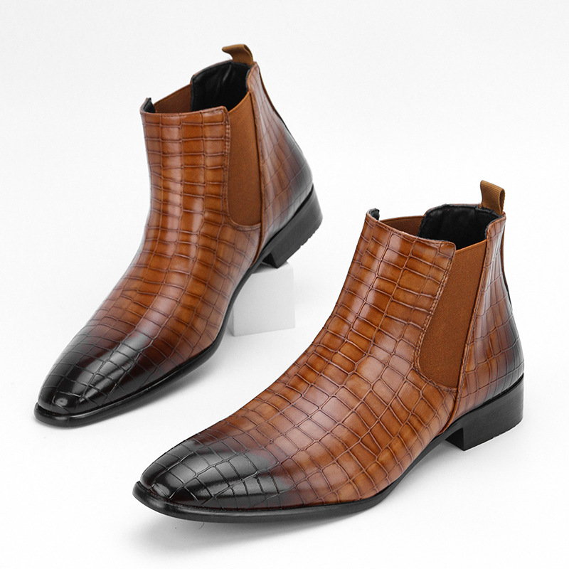 Men cut British style casual men's ankle boots_voghion.com