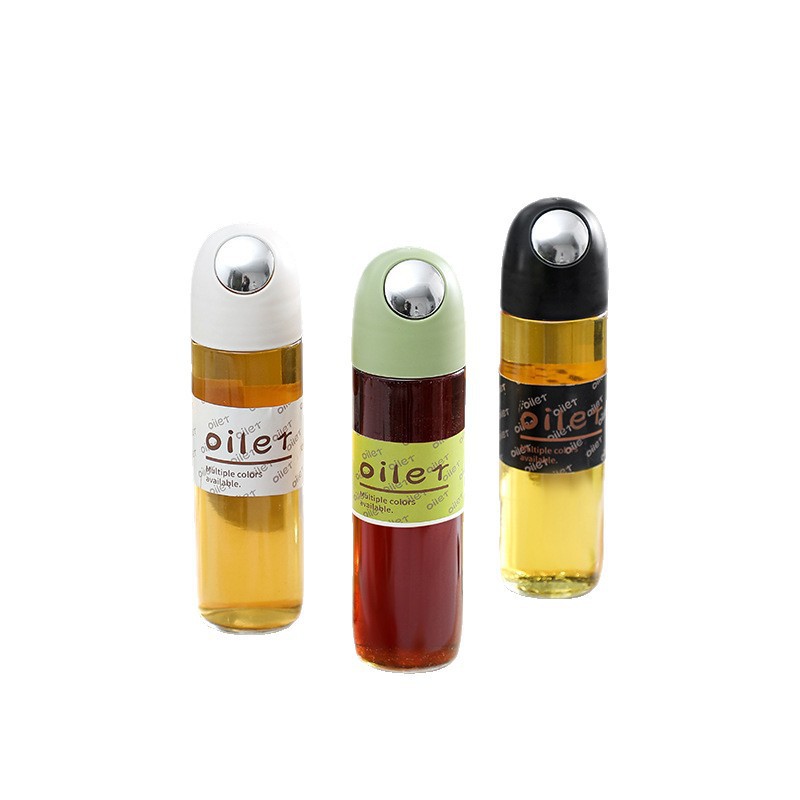 La nueva olla de aceite de vidrio de apertura y cierre automático, botella de condimento de cocina para el hogar, mayor capacidad, boquilla de aceite en forma de gota, tanque de vinagre de salsa de soja