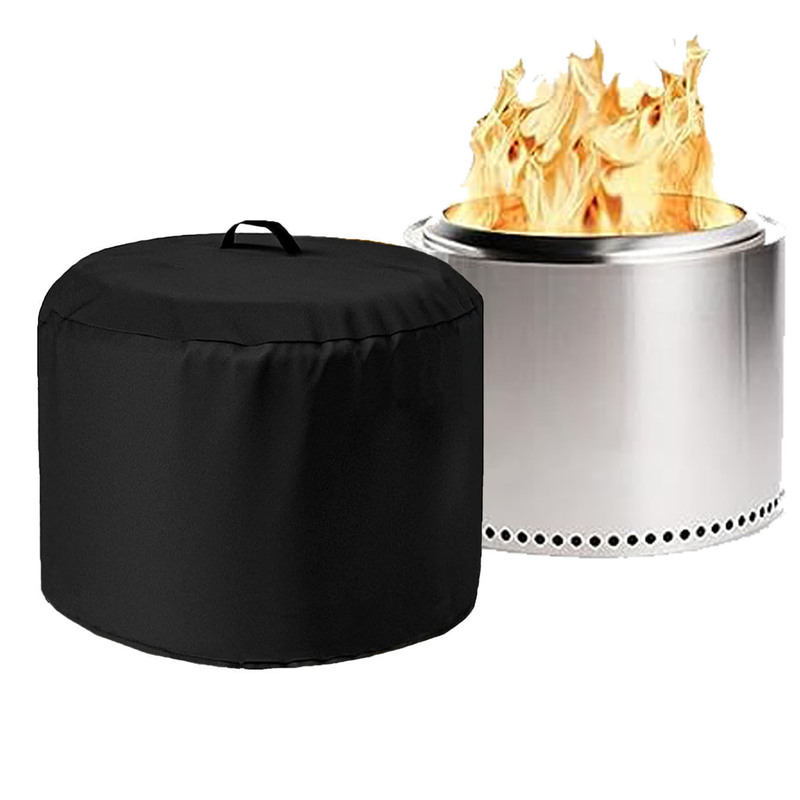 Round Fire Pit Cover with handle protective Cover stove Brazier waterproof dustproof protective Cover Fire Pit Cover