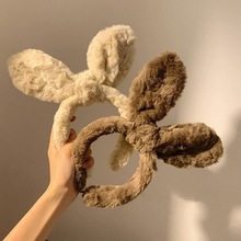 可爱兔耳朵毛绒发箍洗脸女头箍网红发卡兔子头饰毛毛发饰化妆头饰