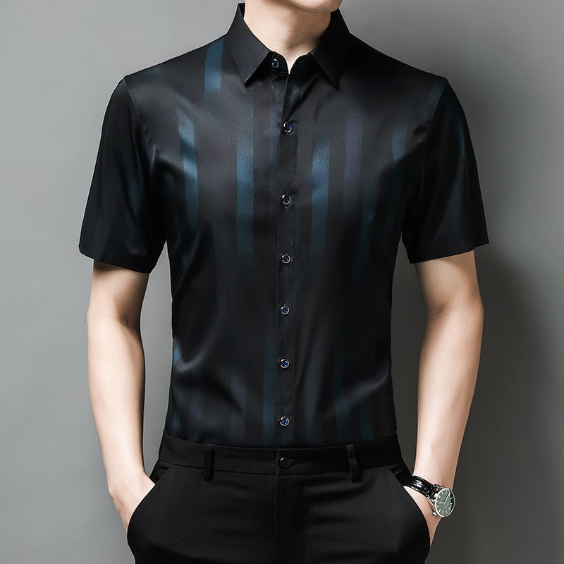 Summer new men's short sleeve shirt business casual printed shirt Father's Day coat a generation of hair