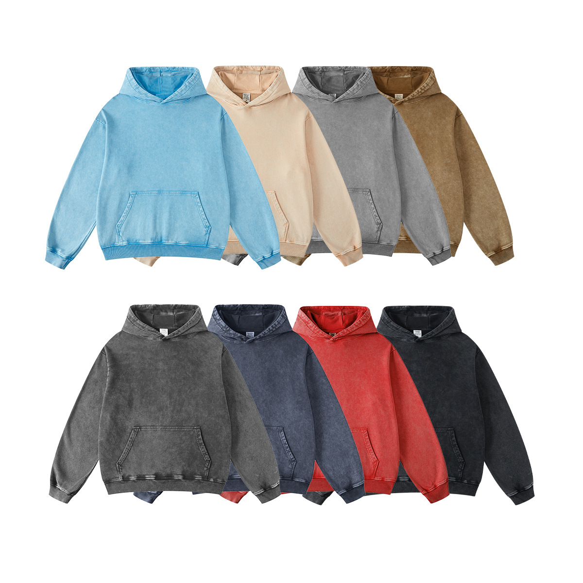 Personalización BM | Sudadera con capucha holgada de gran tamaño para hombre, estilo retro americano, de marca, a la moda, para otoño e invierno 2025, con teñido a la cera y efecto desgastado.