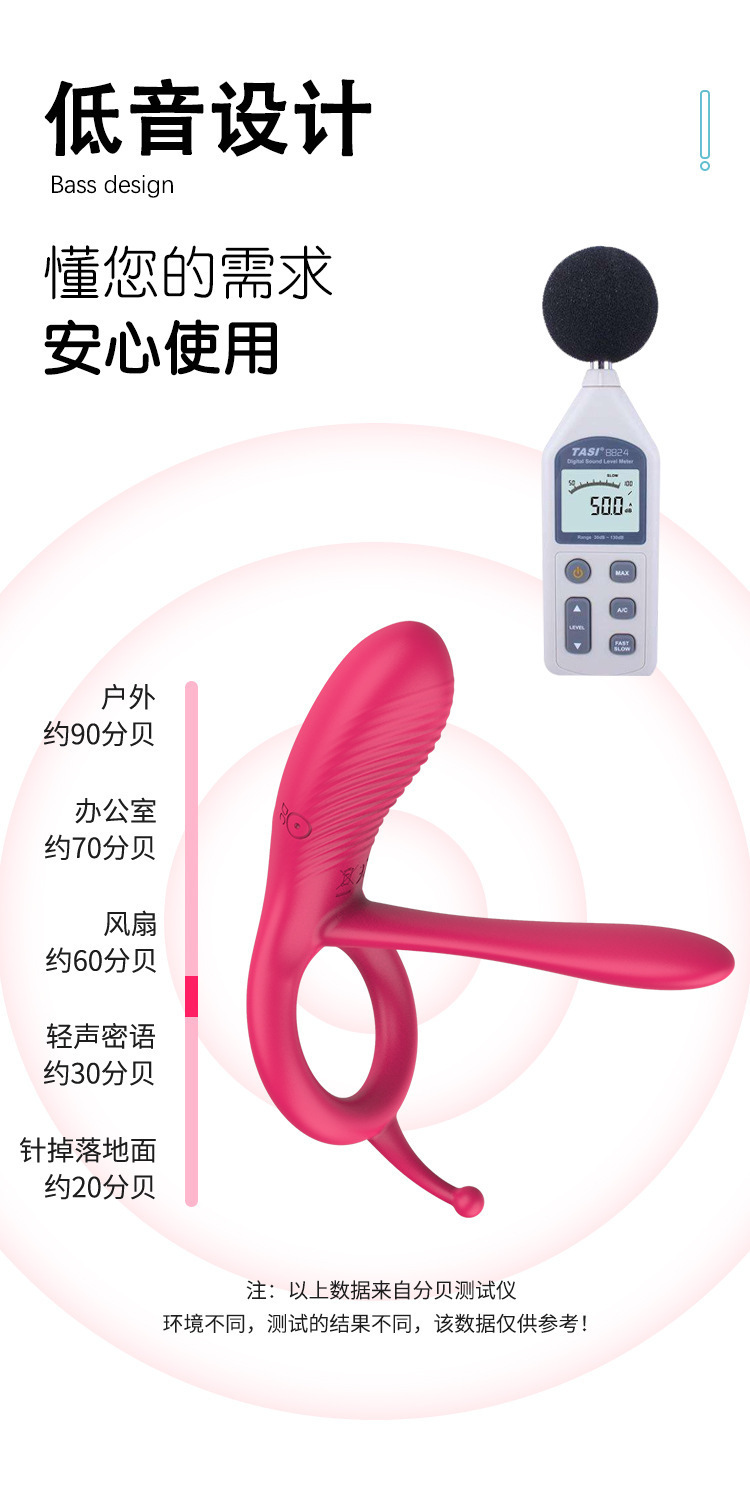 Remote Control Rechargeable Vibrating Ring with Long Tongue, 10-Frequency Silicone Cock Ring — detail image 9