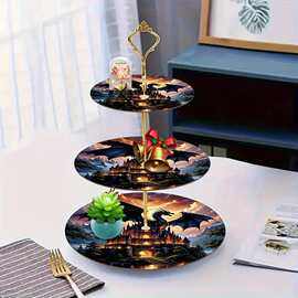 跨境新款三层欧式复古木制装饰托盘蛋糕架