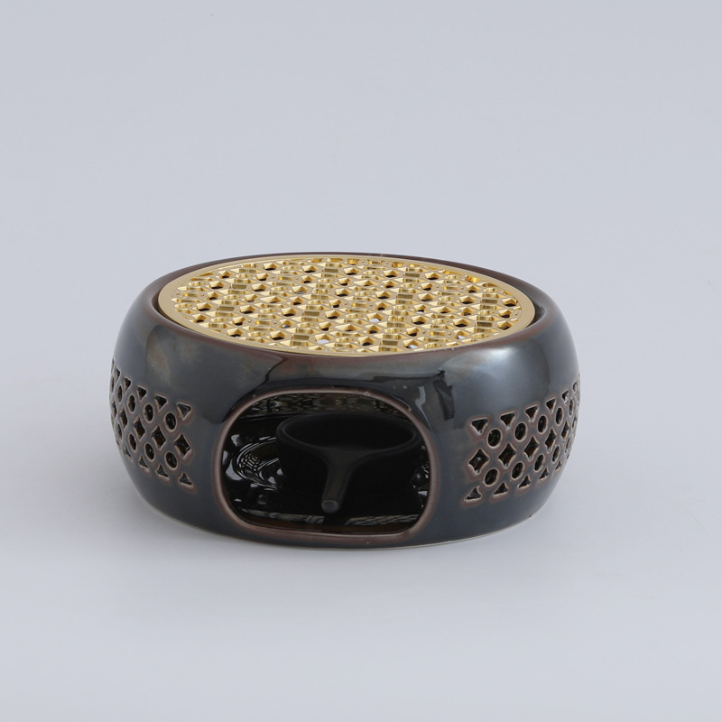 Calentador de té con diseño de horno hueco que cambia de color, calentador de velas para restaurantes, hoteles y uso doméstico, tetera aislada con forma de flor, calentador de té esmaltado en horno.