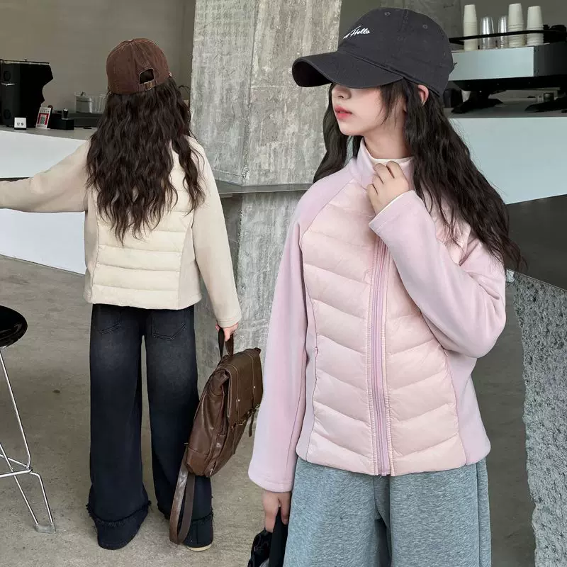 儿童新款拼接轻盈轻薄羽绒服 秋冬90%白鸭绒羽绒内外穿保暖外套潮