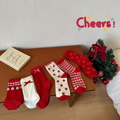 上上籤好運本命年蛇年秋冬紅襪子女中筒襪蝴蝶結堆堆棉襪新年襪子