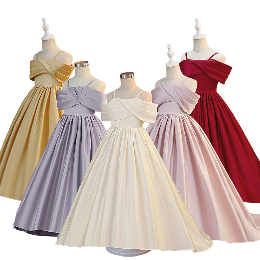 (Cross-border trading), elegant children's evening dress, long skirt, open shoulders 5