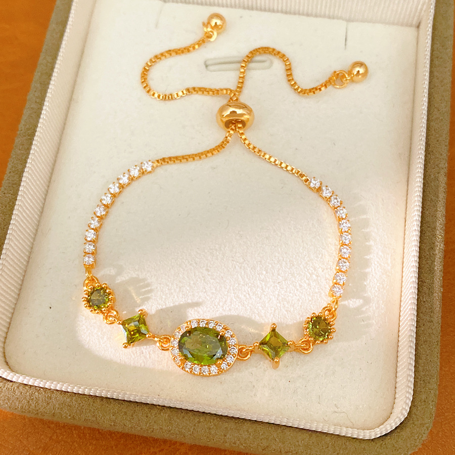 18k oro real pulsera de piedra de silicio elíptica ligera de lujo nicho pulsera de alta calidad temperamento delicado joyas al por mayor