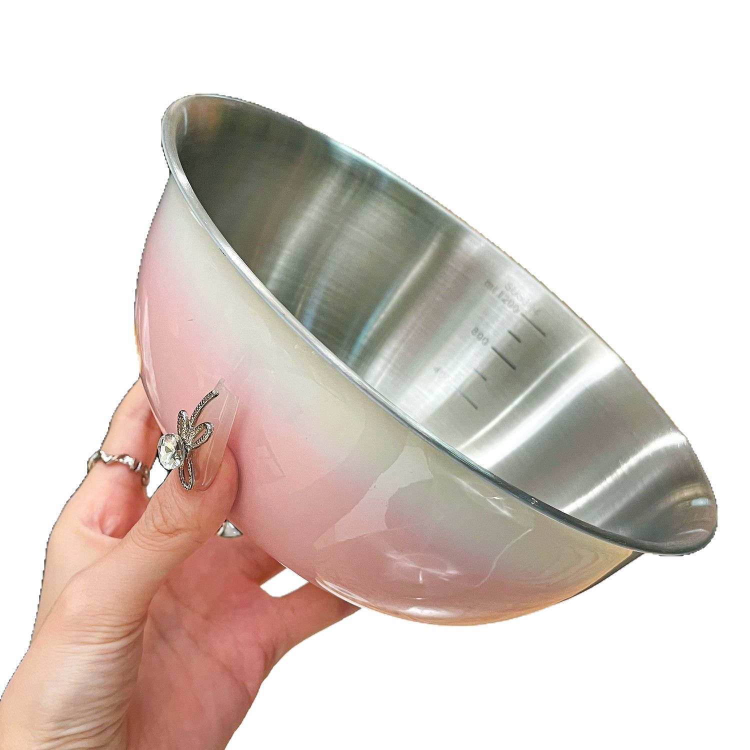 [Color degradado] Lavabo de acero inoxidable para batir huevos y fideos Ensalada para fideos fríos Lavabo para hornear frutas