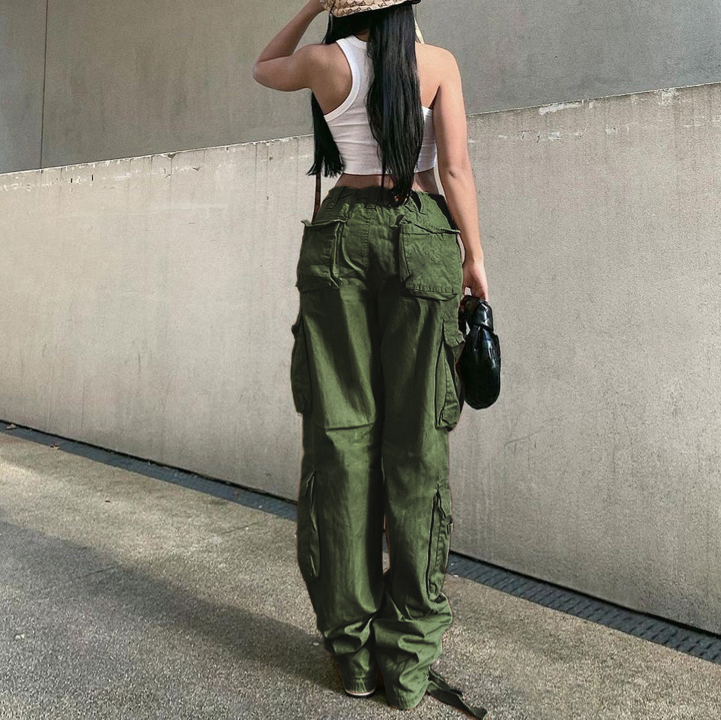 Women's Daily Fashion Solid Color Full Length Multiple Pockets Cargo Pants display picture 6