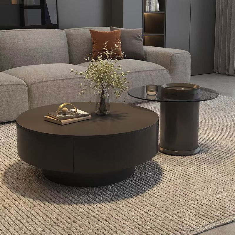 Italian Light Luxury Slate Coffee Table Minimalist Storage Living Room Small Apartment Tea Room High-End Round Home Tea Table Combination