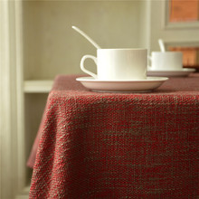 紅色餐桌布 加厚棉麻田園風長方形台布藝結婚慶婚禮茶幾純色