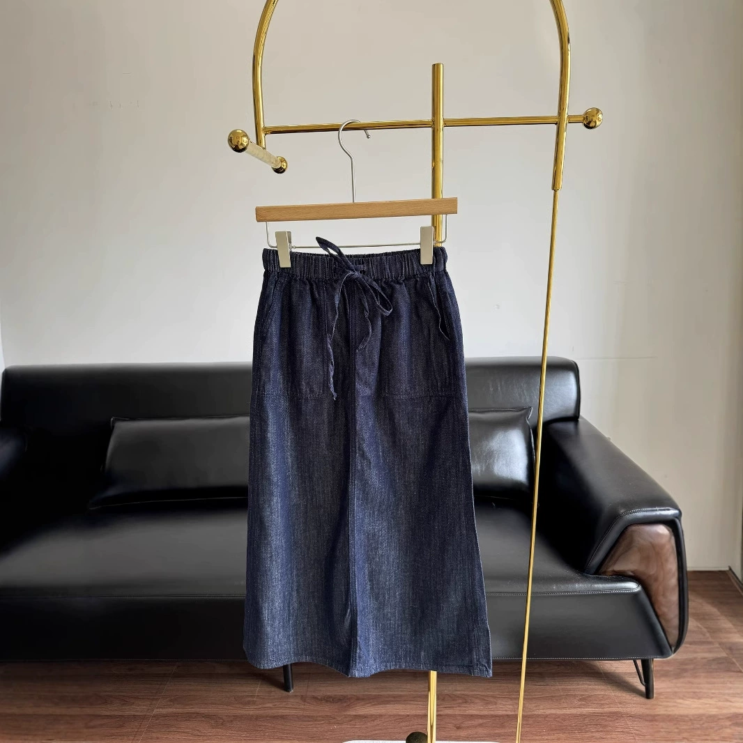 25ss ранняя весна новая женская льняная прямая юбка с эластичной резинкой на талии 250607