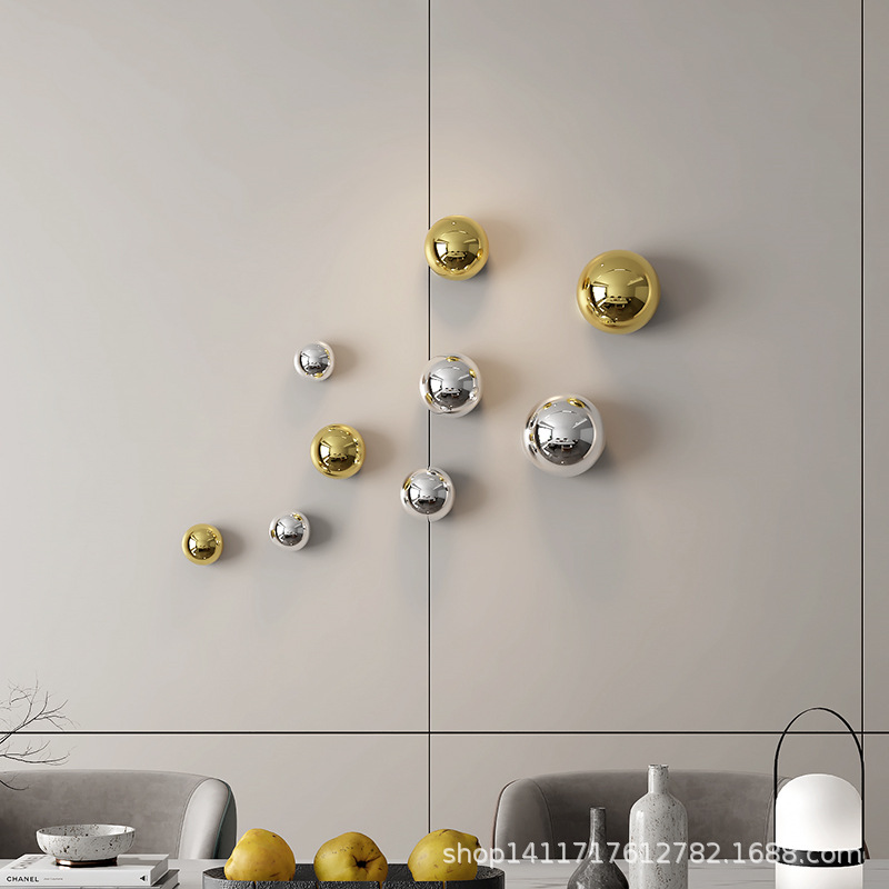 Imitation stainless steel art ball living room wall decoration ball home decoration hotel restaurant commercial space wall hanging