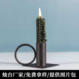 跨境新款欧式蜡烛台 金属铁艺蜡烛台摆件香薰容器黑色烛台2个装