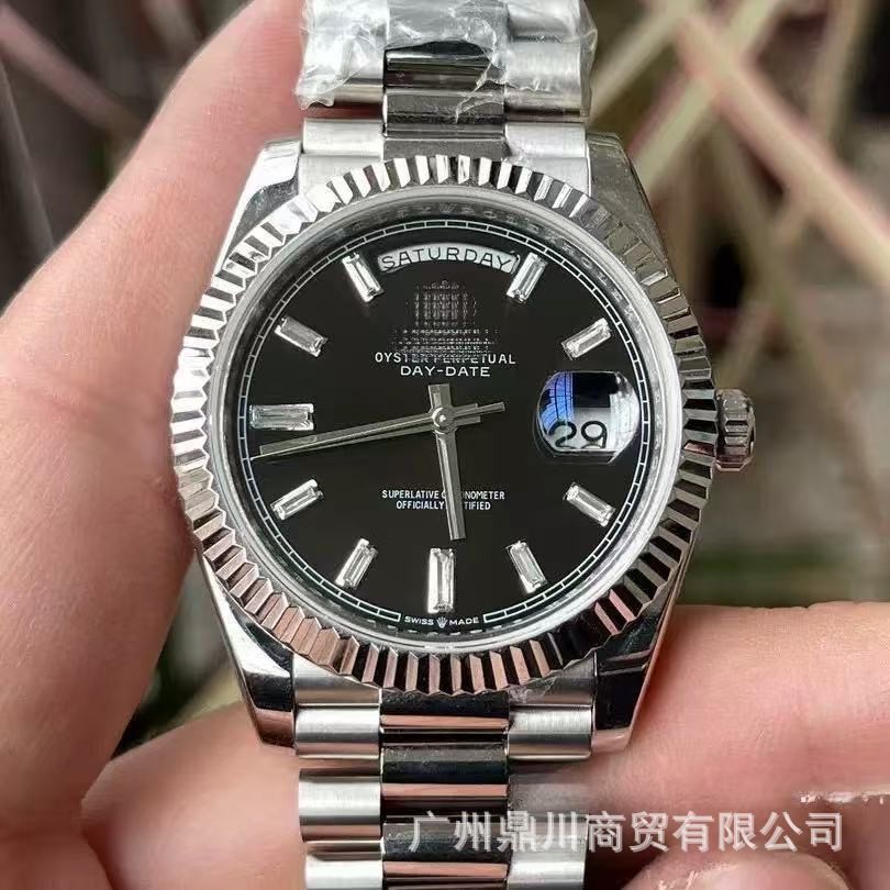 Doble cabeza Aliexpress semana doble calendario diario de escala romana relojes de azúcar negro relojes mecánicos para hombres