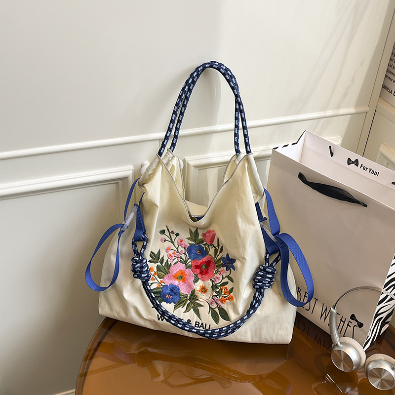 Japanese Style Ballchain New Eco-Friendly Nylon Shopping Bag Large Capacity Commuter Tote Casual Handbag For Women - Thumbnail 6