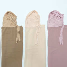 可调节帽子马来西亚围巾头巾套装一体式丝光棉底帽阿拉伯雪纺长巾