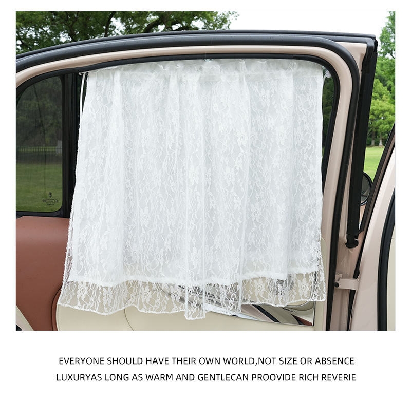 Lace Double-Layer Car Curtains, Baby Sun Protection and Heat Insulation Car Sunshades, Hanging Car Privacy Curtains