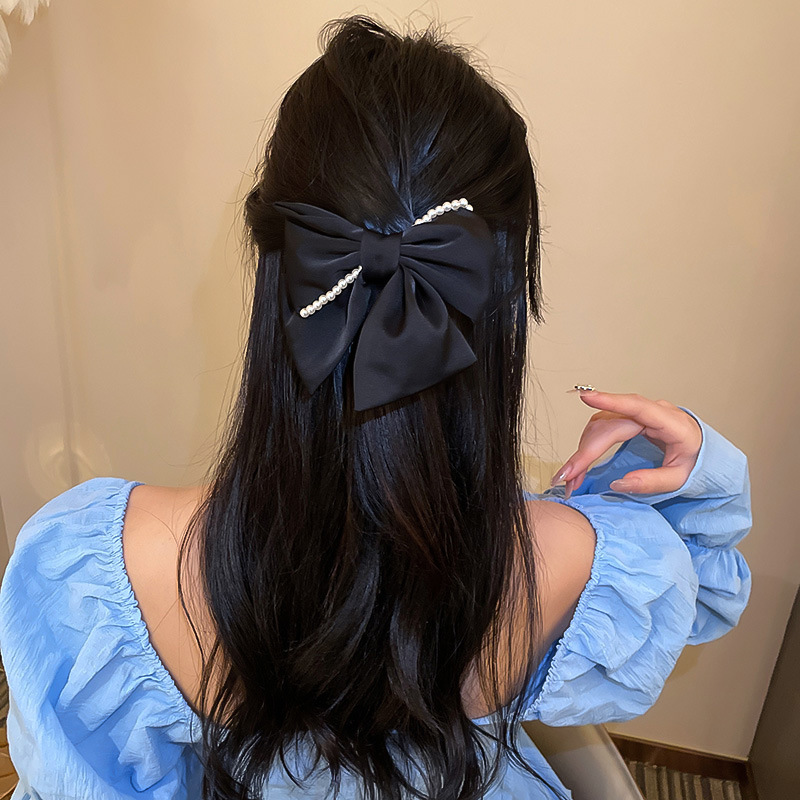 Horquilla trasera para mujeres con diseño de perla y arco grande, accesorio de verano, horquilla de cabeza con temperamento, estilo Corea 2022.