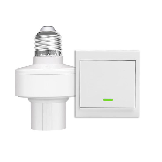 Household wireless remote control lamp holder switch lamp holder double control screw bedroom bedside wiring free random paste 86 panel